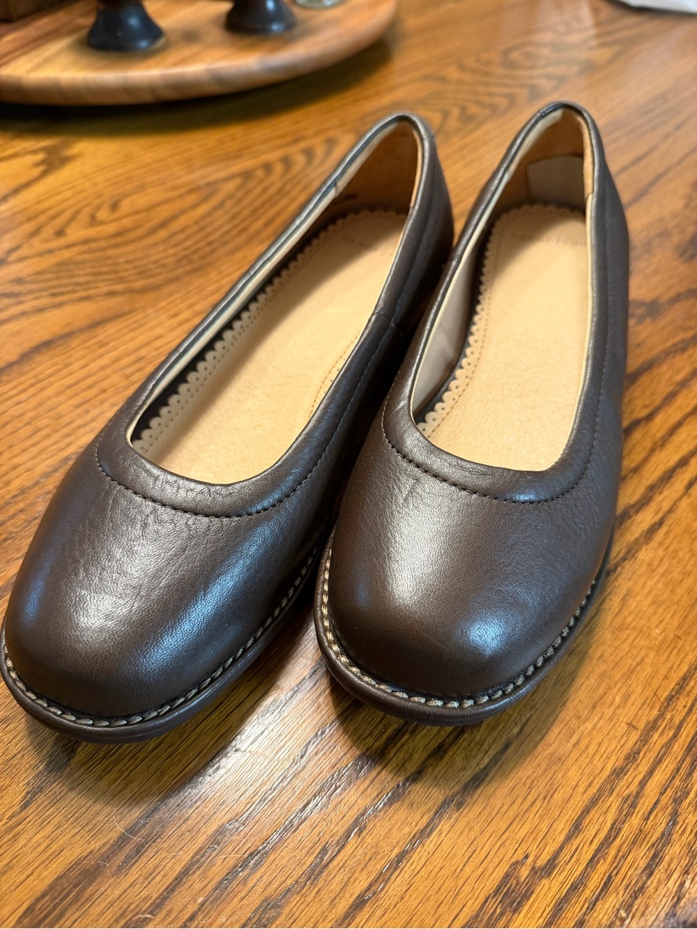 Lands' End Brown Leather Ballet Flats